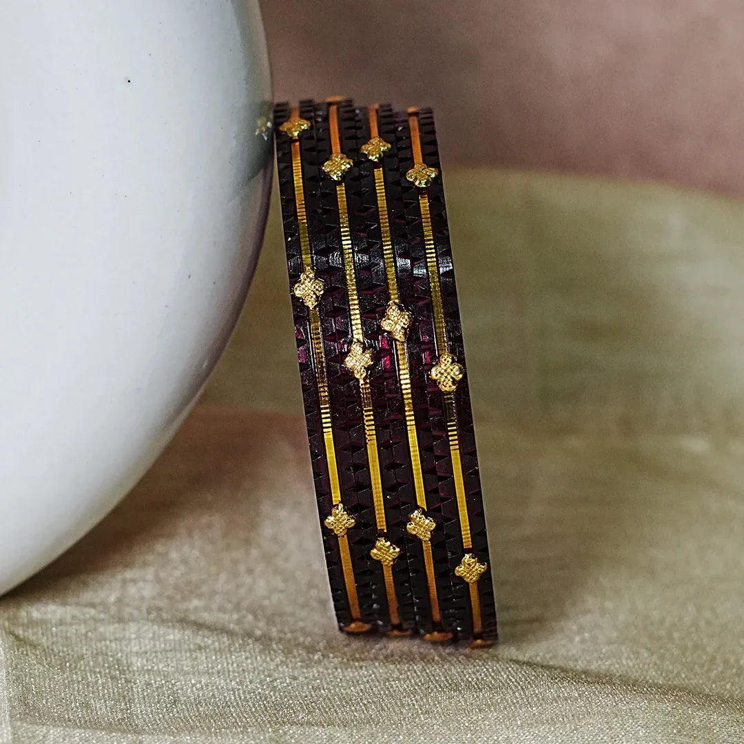 Premium Lightweight Acrylic Kada Bangles for Women (Pack of 4) - The Golden Cascade